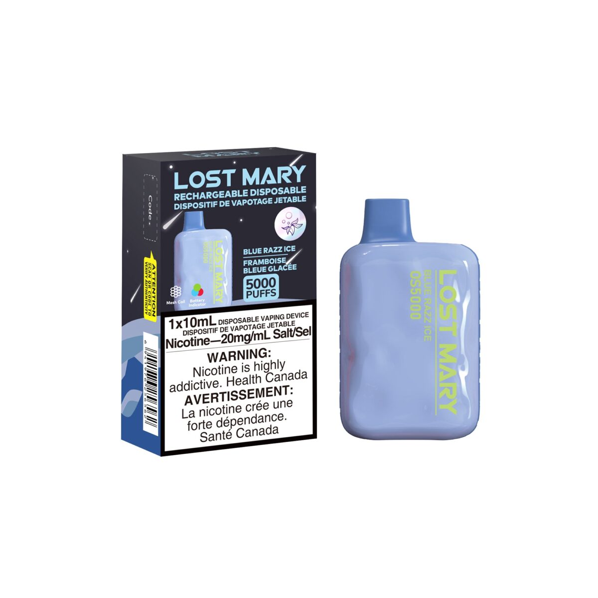 Lost Mary Disposable Vape - Blue Razz Ice - 5000 Puffs