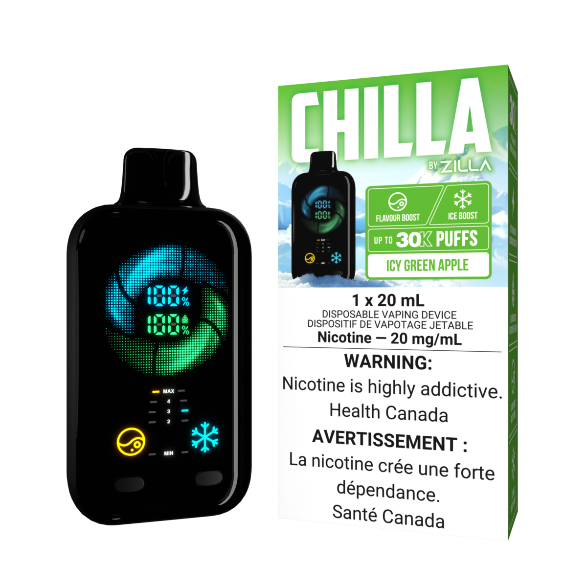 Chilla by Zilla Disposable - Icy Green Apple 20mg