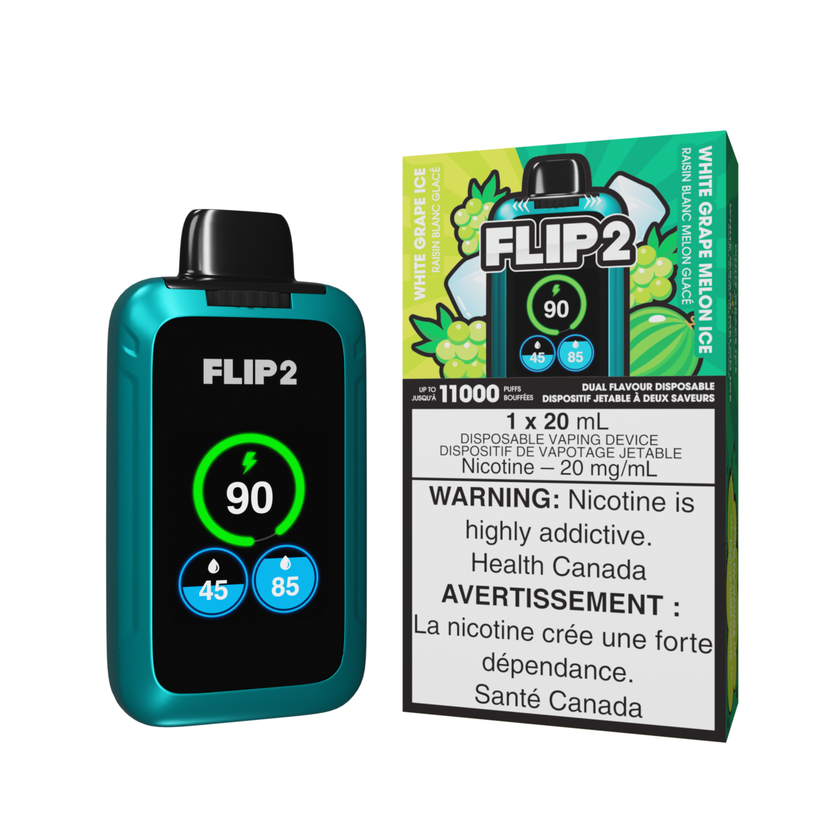 Flip 2 Disposable White Grape Ice & White Grape Melon Ice 20mg
