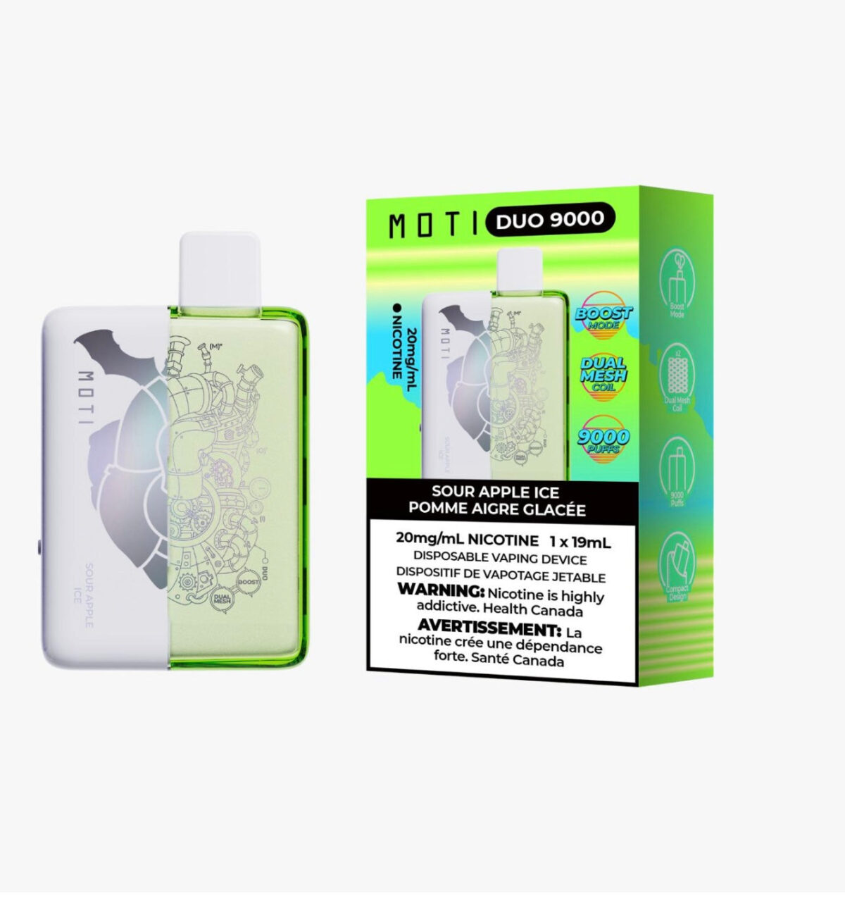 Moti Duo 9000 Puffs Disposable Vape - Sour Apple Ice