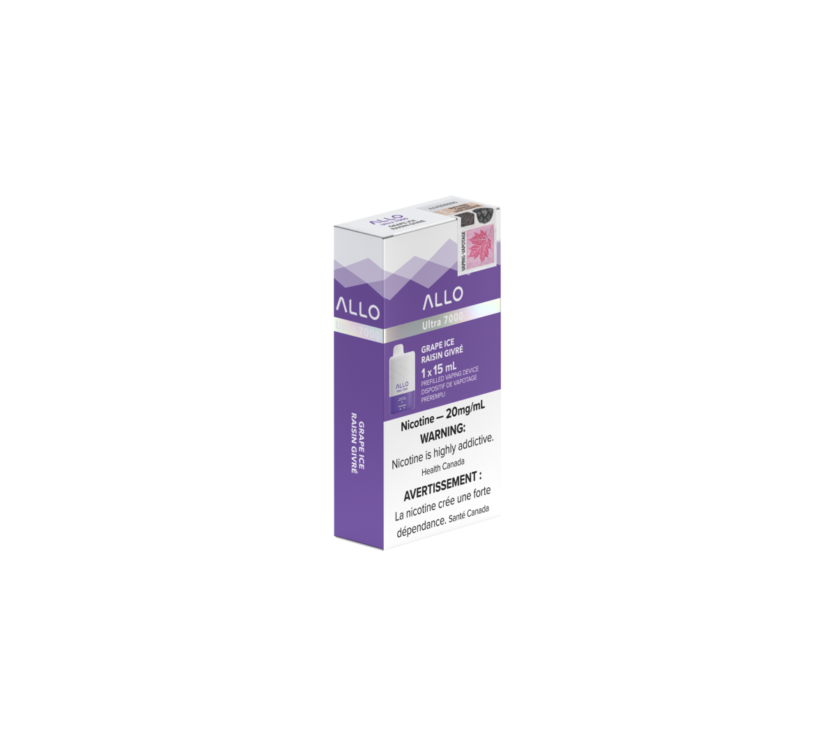 Allo Ultra - 7000 Puffs - Rechargeable Disposable Vape - Grape Ice