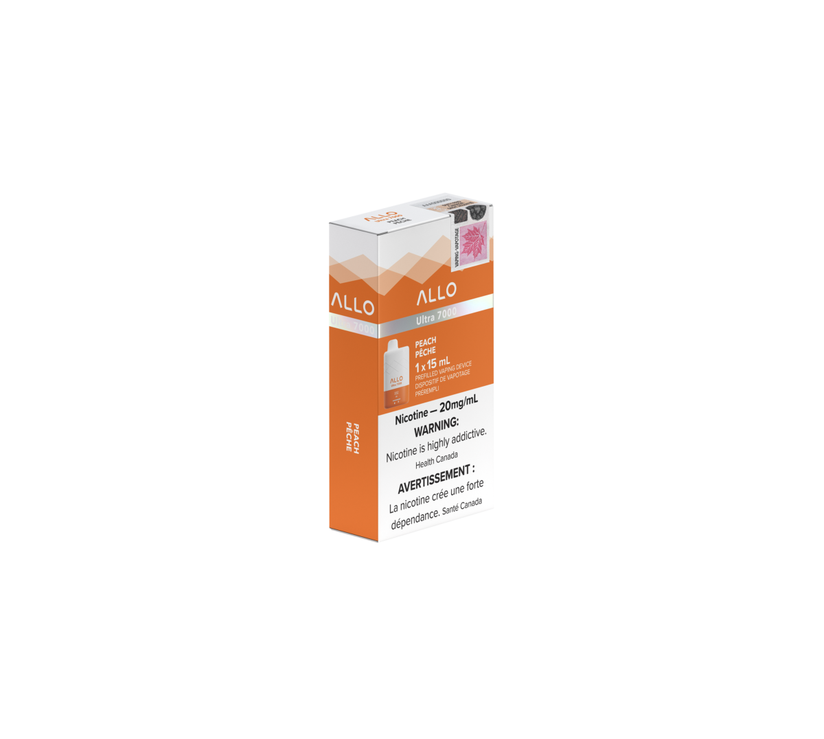 Allo Ultra - 7000 Puffs - Rechargeable Disposable Vape - Peach