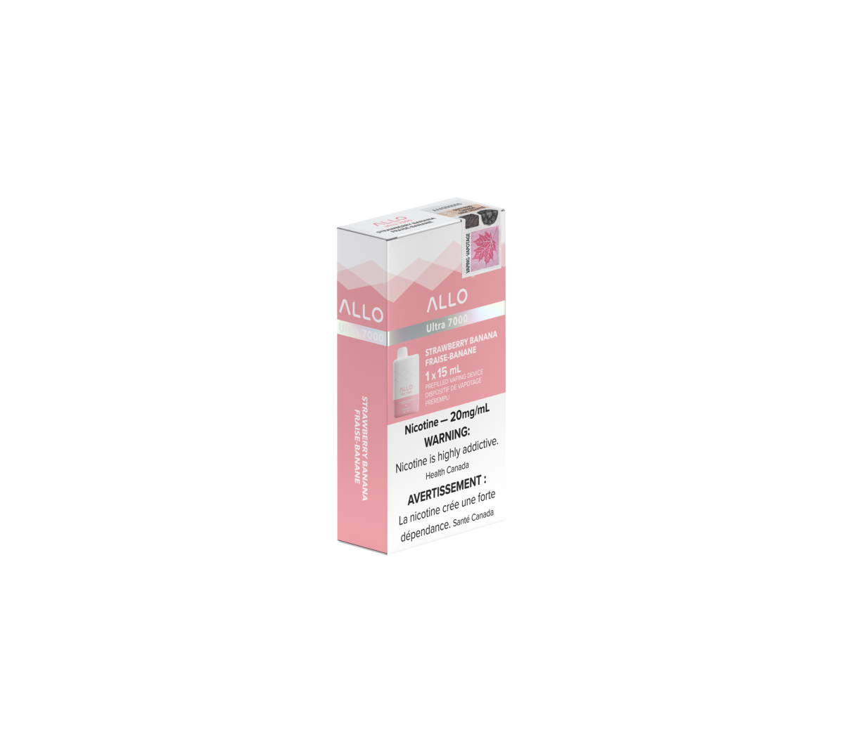 Allo Ultra - 7000 Puffs - Rechargeable Disposable Vape - Strawberry Banana