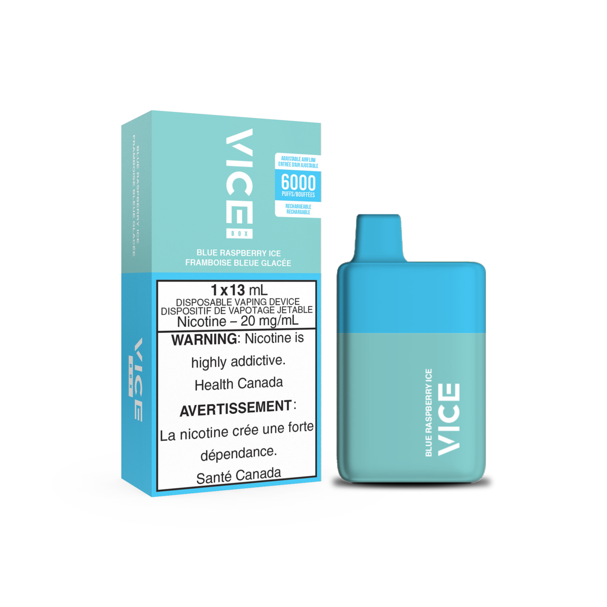 Vice Box Rechargeable Disposable Vape - 6000 Puffs - Blue Raspberry Ice